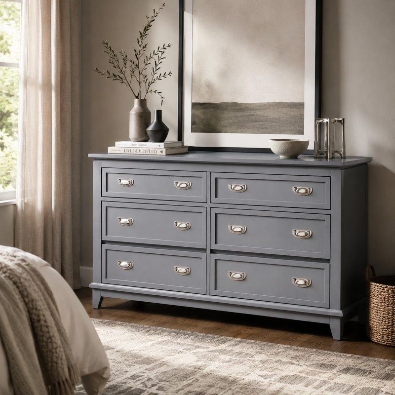 Beckett 54.5" Modern 6-Drawer Dresser, Gray