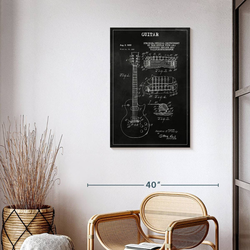 «Guitare BW», reproduction sur toile, H 36 po x l 24 po x P 1,25 po