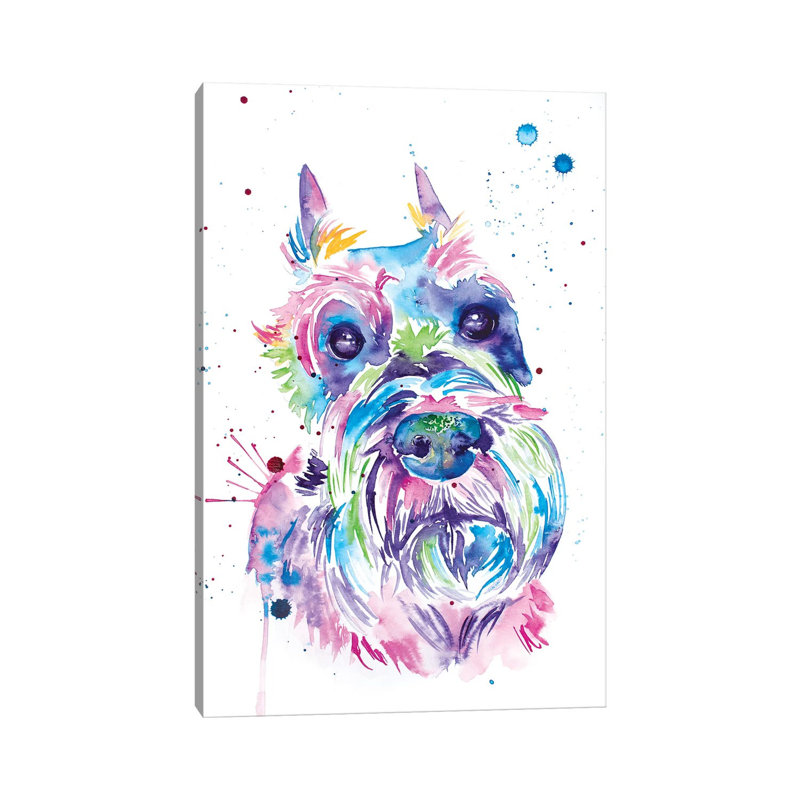 Watercolour Schnauzer by Jennifer Seeley - Painting on Canvas, Wrapped Canvas, 20.32 cm H x 30.48 cm W