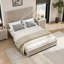 Base de lit en bois massif, cadre de lit plateforme très grand avec tête de lit, tête de lit haute en bois naturel, aucun sommier requis, beige-1039932215-1039932219