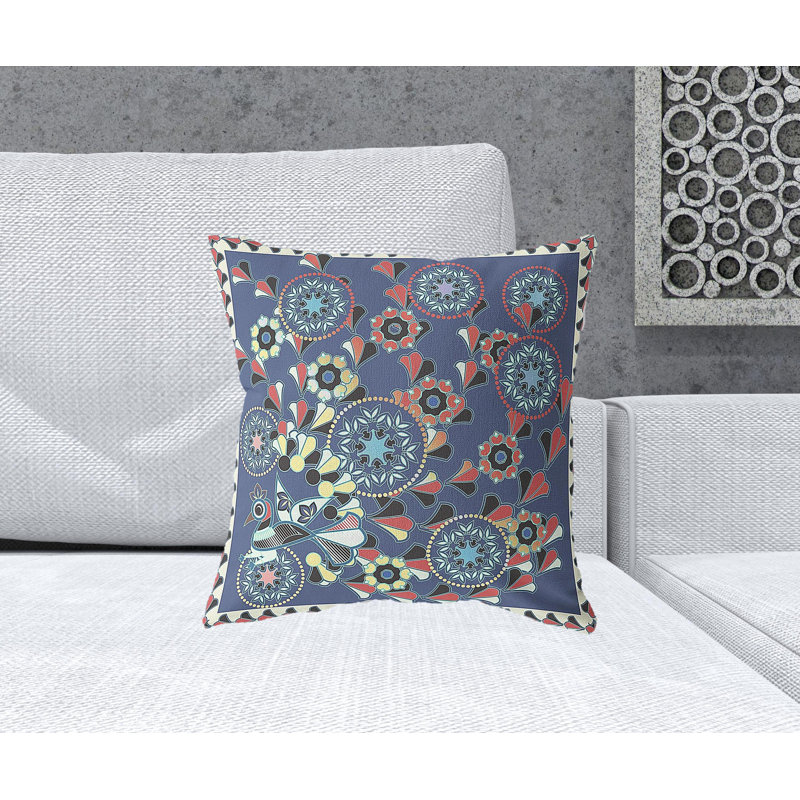 Coussin 18 po x 18 po, Bleu / blanc cassé