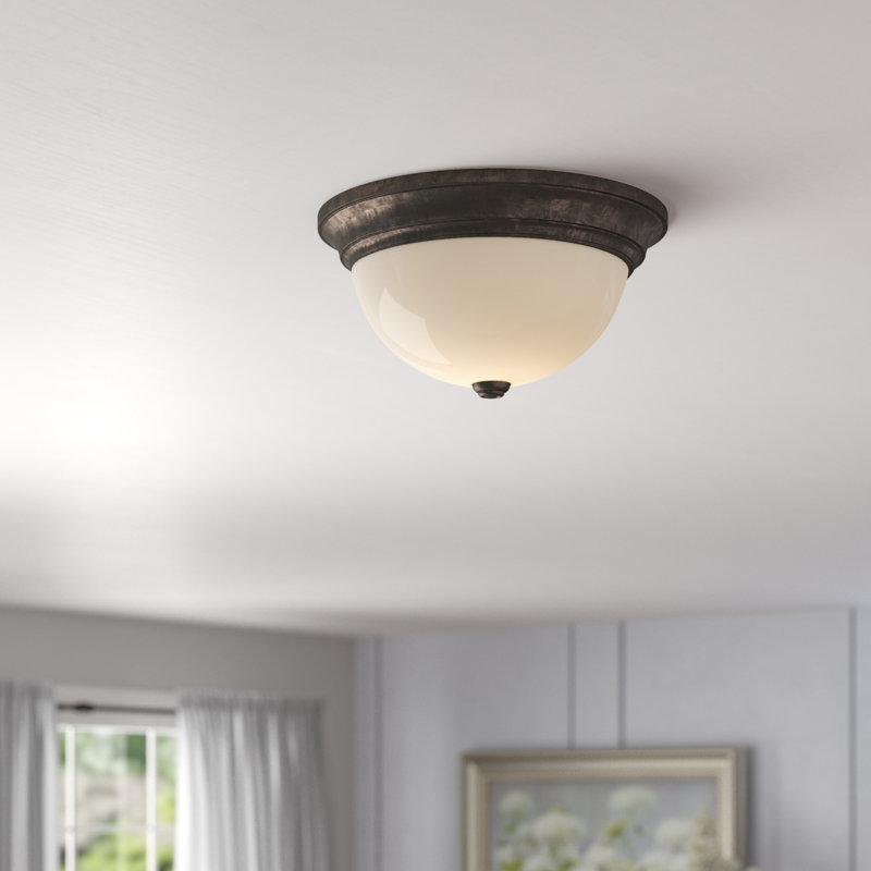 Plafonnier encastré 2 lumières Earp, H 6 po x l 11 po, Bronze huilé