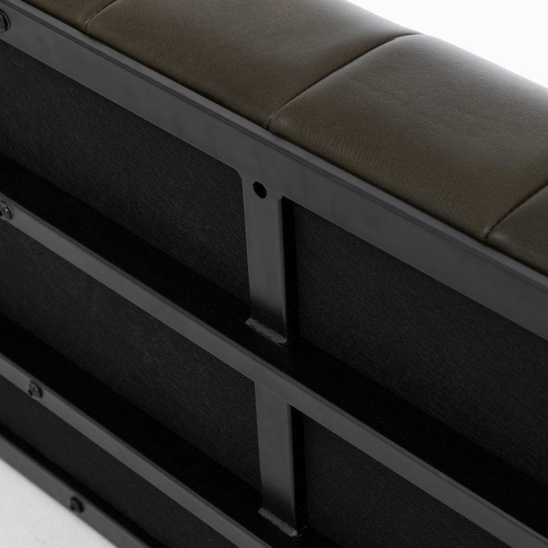 Genuine Leather Upholstered Bench, Green