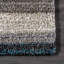 Tapis à poil long brun / bleu sarcelle / bleu touffeté à rayures City-495133894