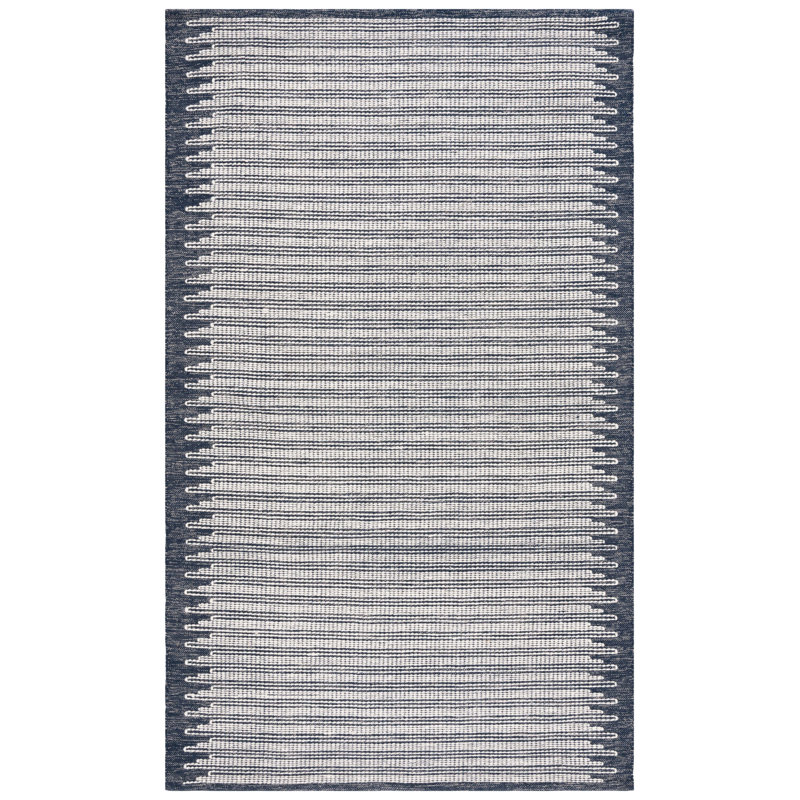 Tapis rayé en laine et coton Coghill, Carré 6 pi