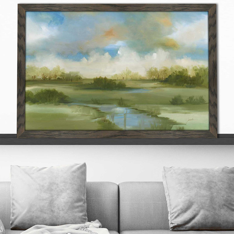 Rolling Hills I - peinture sur toile à cadre flottant, Cadre chocolat patiné, H 21,5 po x l 27,5 po x P 0,75 po