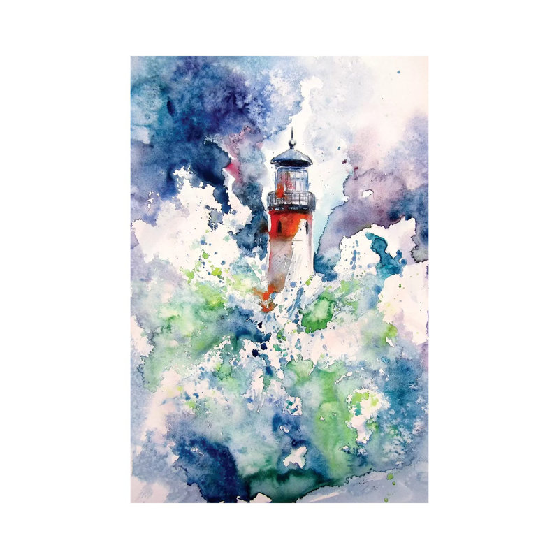 Lighthouse At Storm by Anna Brigitta Kovacs - Wrapped Canvas Print, 20.32 cm H x 30.48 cm W