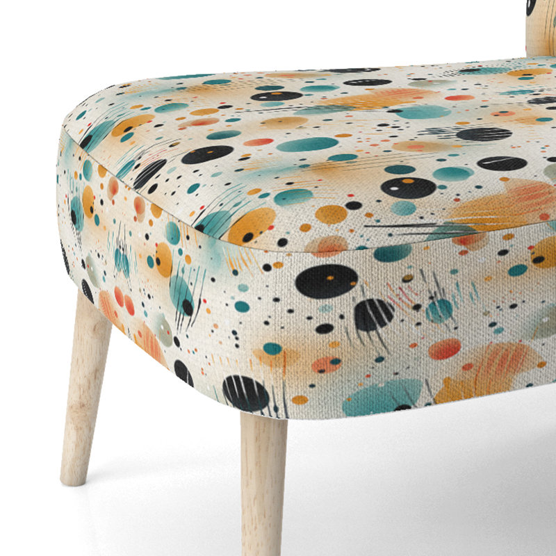 Contemporary Artistry Polka Dots Pattern - Upholstered Modern Side Chair, Polka Dots Accent Chair, Black/Yellow