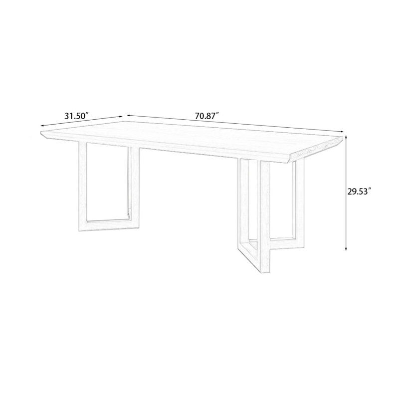 Light Brown Rectangular Solid Wood Dining Table, 29.53"H x 70.87"L x 31.5"W