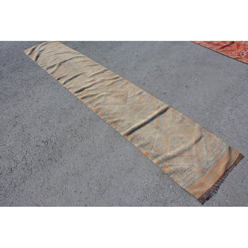 Tapis neutres, tapis turcs, tapis en laine, tapis rétro, tapis de couloir 2,3 pi x 12,1 pi, tapis tissé à plat bleu