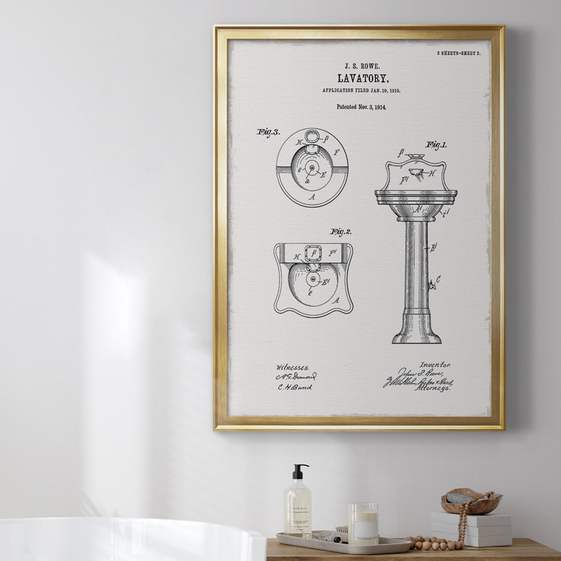 " Vintage Sink I ", Gold, 42.5" H x 30.5" W x 1" D