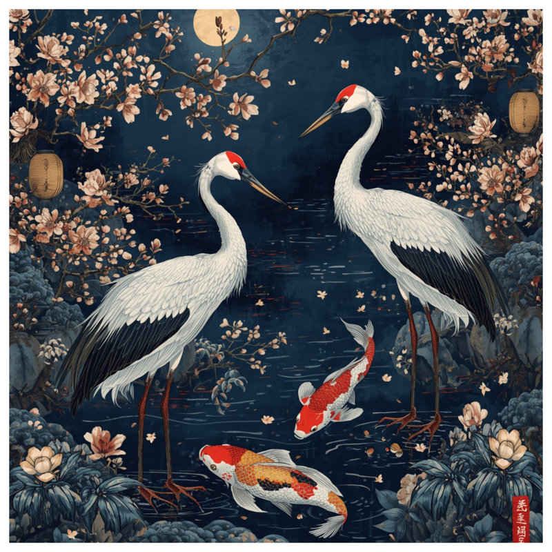 Rideaux Crane And Koi Fish, Transparent, 50 po x 80 po - 1 panneau