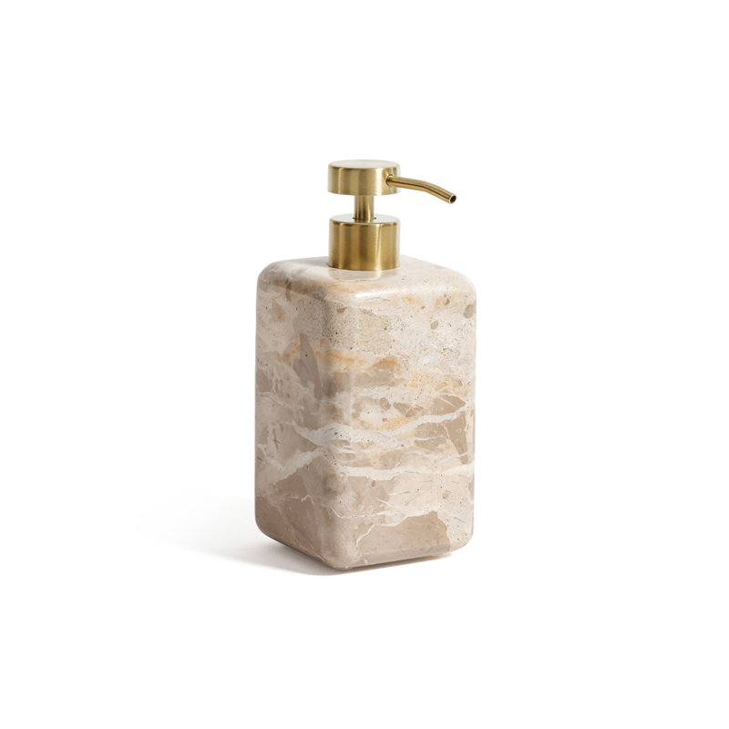 Marble Soap and Lotion Pump Dispenser, Beige Crema Fossil