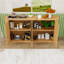 Buffet en bois avec portes en rotin et tablettes réglables