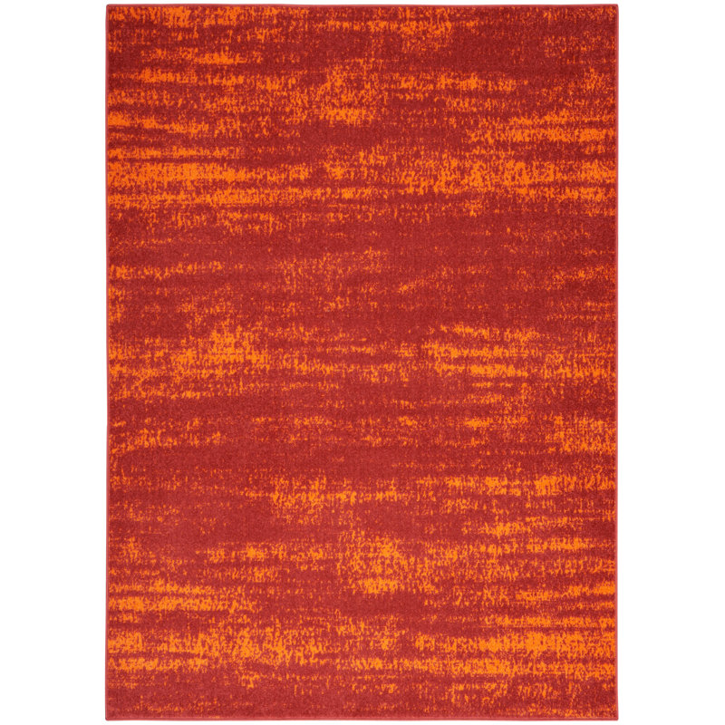 Pentworth Machine Woven Chenille Indoor/Outdoor Area Rug in Red, Rectangle 6' x 9'