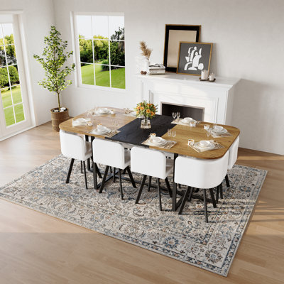 Ensemble de table de salle à manger 9 pièces, 1 table avec 8 chaises d'appoint rembourrées, ensemble de table de cuisine pour 8 personnes
