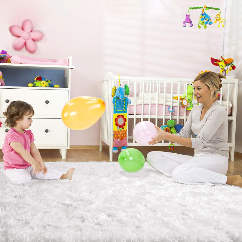 Ultra Soft Fluffy Rugs For Bedroom 4X6 Feet, Shag Area Rugs For Living Room, Large Comfy Furry Rug For Boys Kids Baby Room Decor, Non Slip Nursery Rug Modern Indoor Fuzzy Floor Carpet, Cream White
