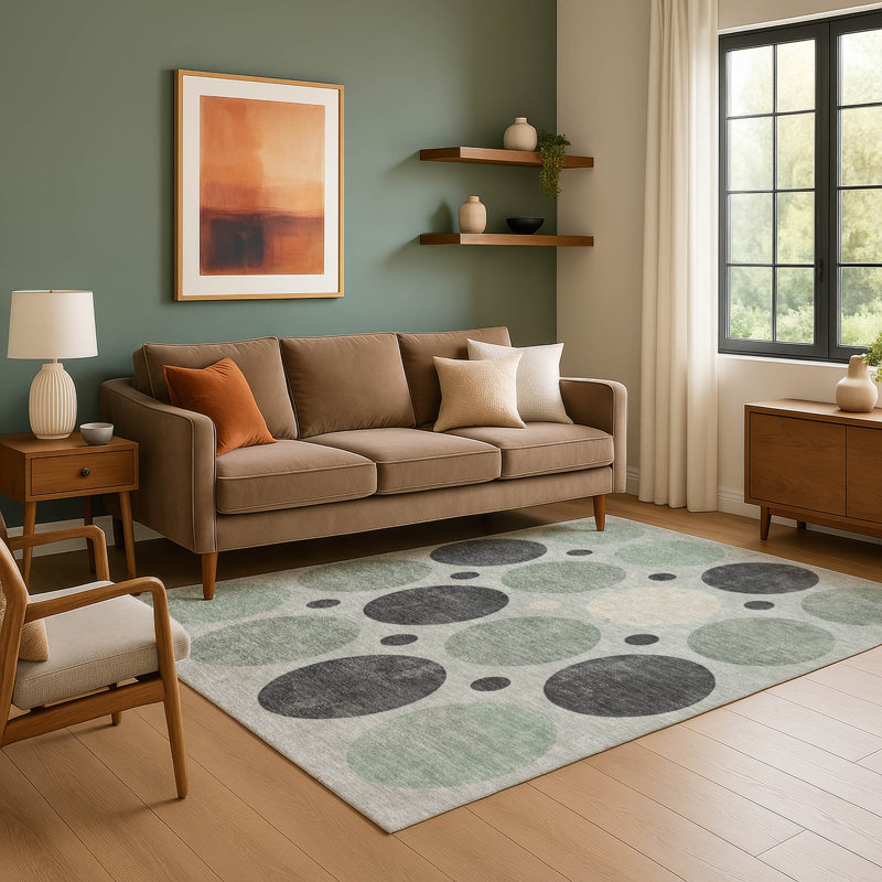 Tapis géométrique de qualité supérieure lavable à la machine Tiana AMF1949, Rectangle 10 pi x 14 pi