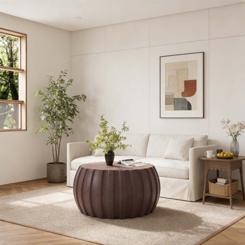 Table basse durable et imperméable pour une utilisation intérieure et extérieure, Brun