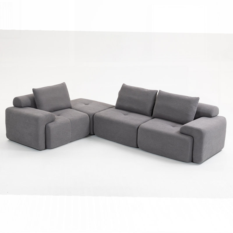 Canapé-lit modulaire convertible pour salon avec mousse à mémoire de forme et structure en acier, Gris