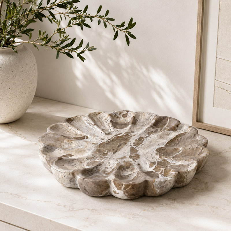 Aether - Beige Marble Decorative Tray | Catchall Organizer
