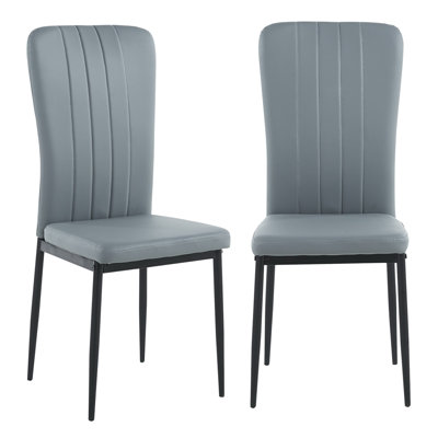 Mose 46cm H Upholstered Metal Upholstered Back Parsons Chair in Grey