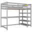 Lit mezzanine avec tablettes de rangement et bureau sous le lit-364790945-364790944