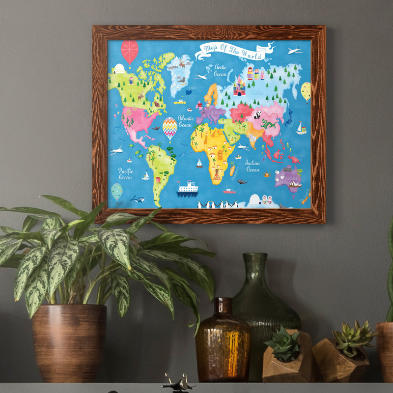 «Trip Around the World», reproduction d'art graphique sur toile encadrée, H 24 po x l 18 po x P 1,5 po, Érable