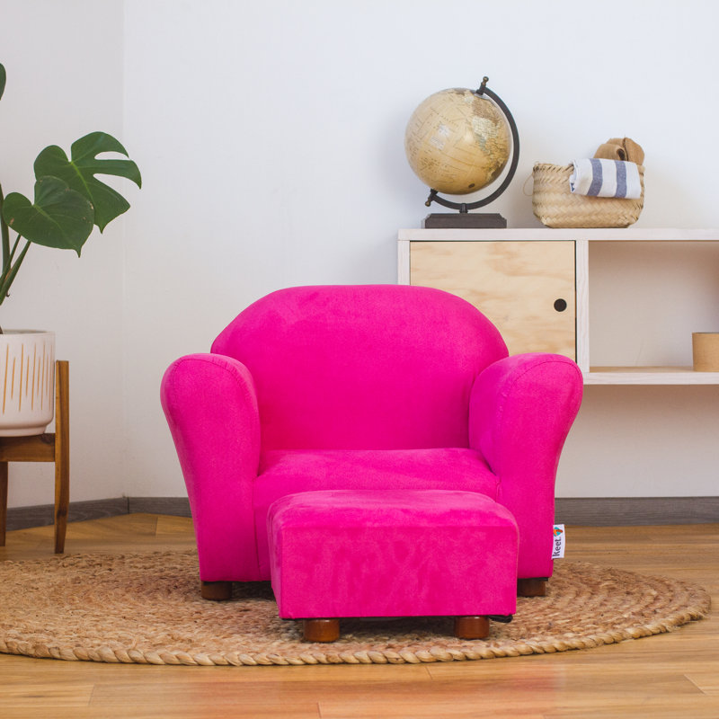 Fauteuil pour enfant avec repose-pieds Weybridge, Rose vif