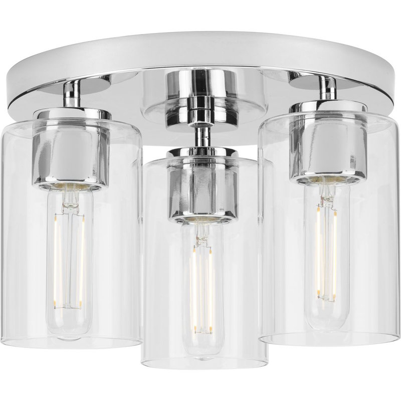 Bromwich Glass Flush Mount, Clear, Polished Chrome