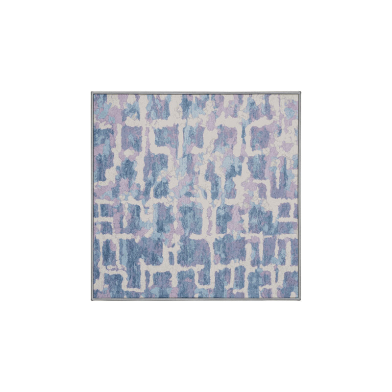 Machine Washable Gray Area Rug, Square 6'