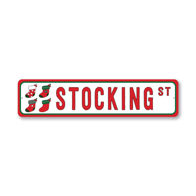 Enseigne en aluminium Stocking Street, H 4 po x l 18 po x P 0,04 po