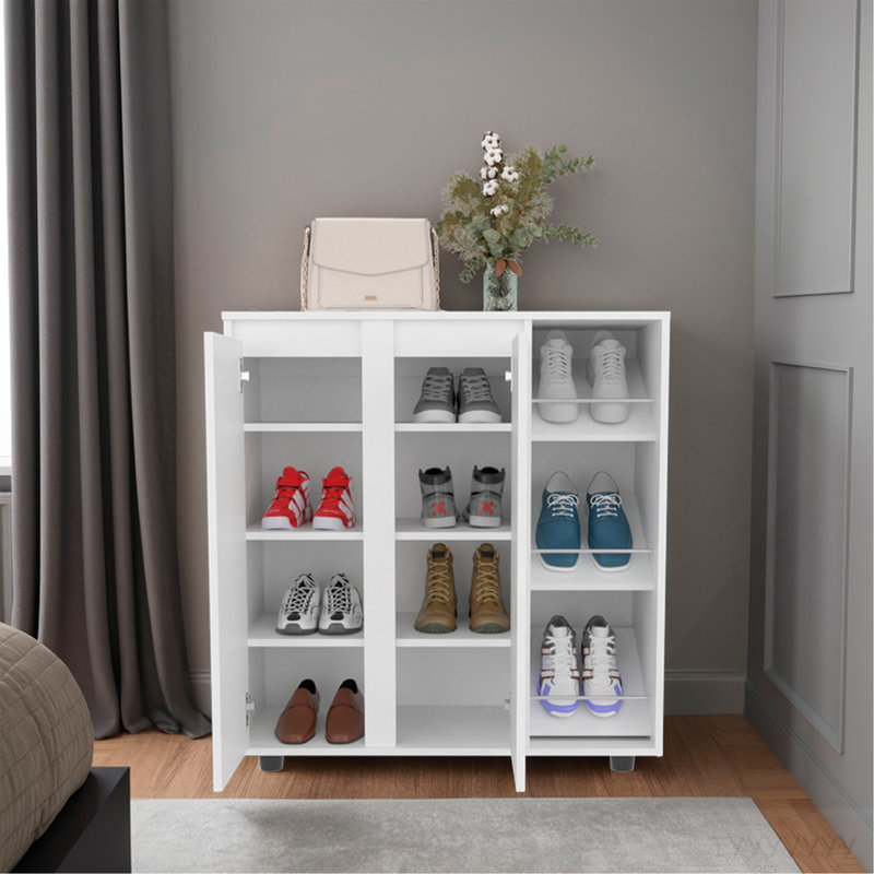 Range-chaussures H 36 po, 2 portes, 11 tablettes, blanc - Chambre