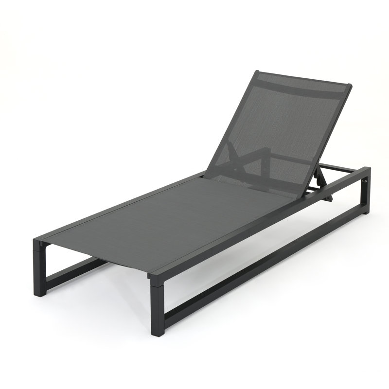 Clian Outdoor Metal Chaise Lounge Set, Dark Gray/Black