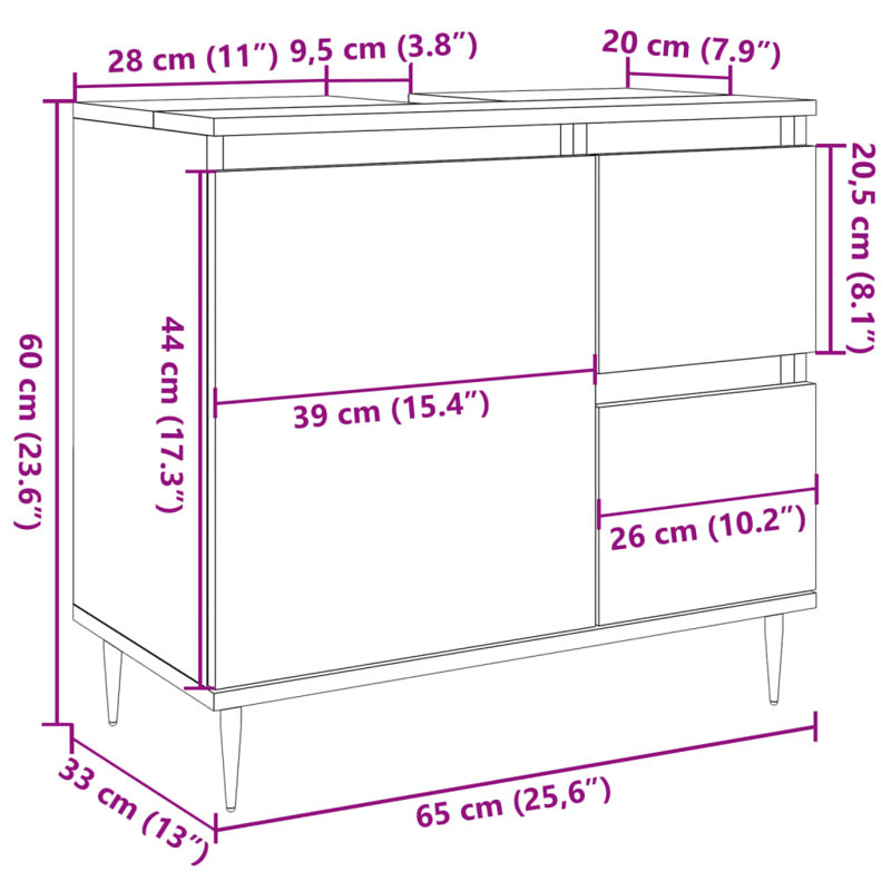 Brizia Bathroom Cabinet, Artisan Oak