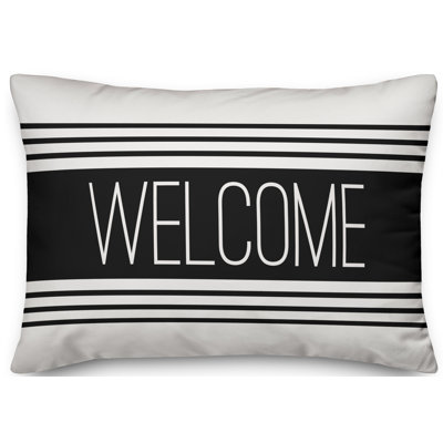  Welcome Farmhouse Stripes Indoor/Outdoor Lumbar Pillow