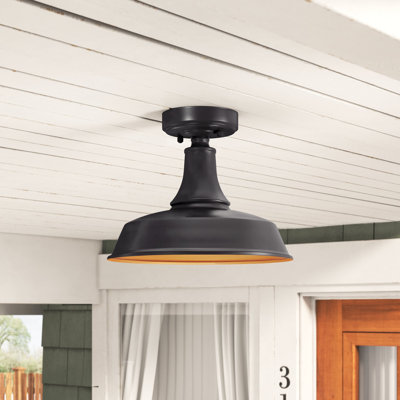 Gunnora Dark Bronze/Light Gold 1 Bulb Outdoor Semi Flush Mount