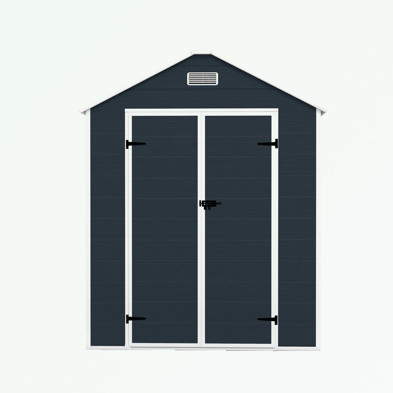 Outdoor Storage Shed with 2 doors, window and vent, 86.6" H x 66.92" W x 66.92" D, Dark Gray