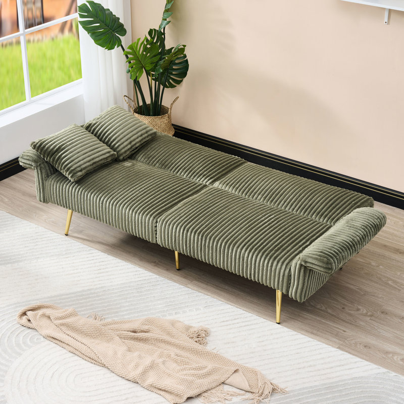 Lit double pliable en velours côtelé de 79 pouces avec espace mobile pour petits espaces réglables et compacts