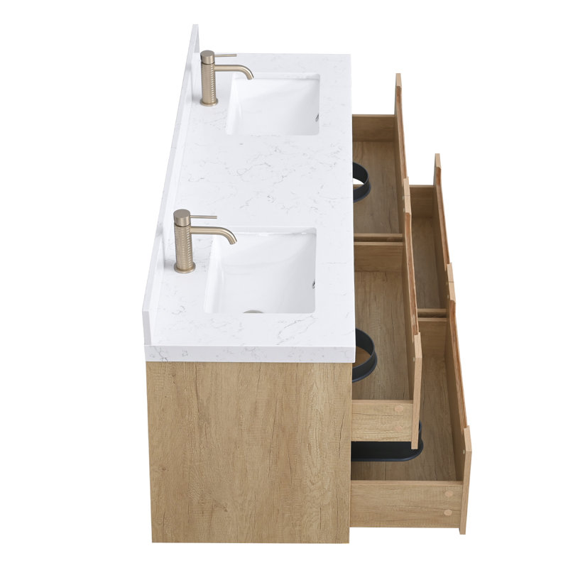 Meuble-lavabo mural moderne avec lavabo et 4 tiroirs Modern, 60
