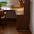 Nut-brown L-Shaped Solid Wood writing desk-118509563-118509566