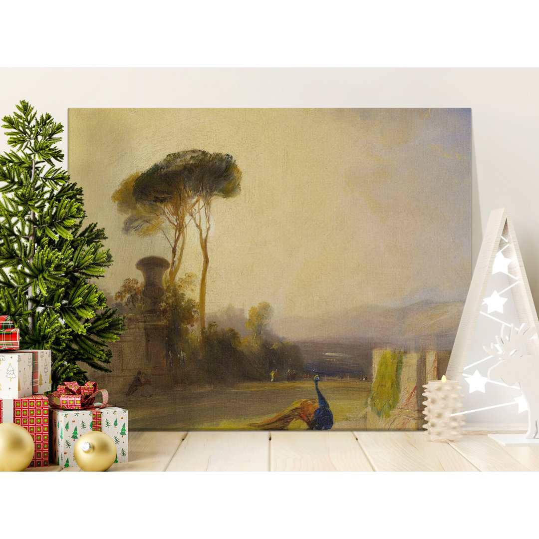 Italian Landscape Canvas Wall Art, Peacock Art Print, Gallery Wrapped Canvas, Ready to Hang, Archival Inks, Elegant Home Decor
