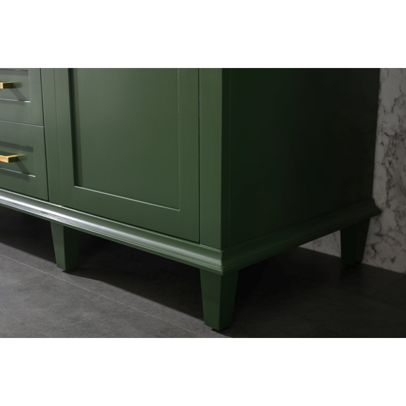 Malcom 60'' Double Bathroom Vanity with Marble Top, Vogue Green
