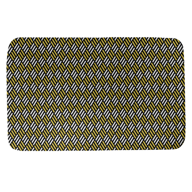Tapis pour salle de bain diamants Kitterman, l 17 po x L 24 po, Noir / Jaune