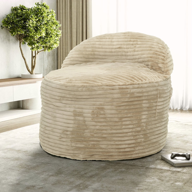 Convertible Memory Foam Bean Bag Chair, 2-In-1 Sofa Chair, Beige