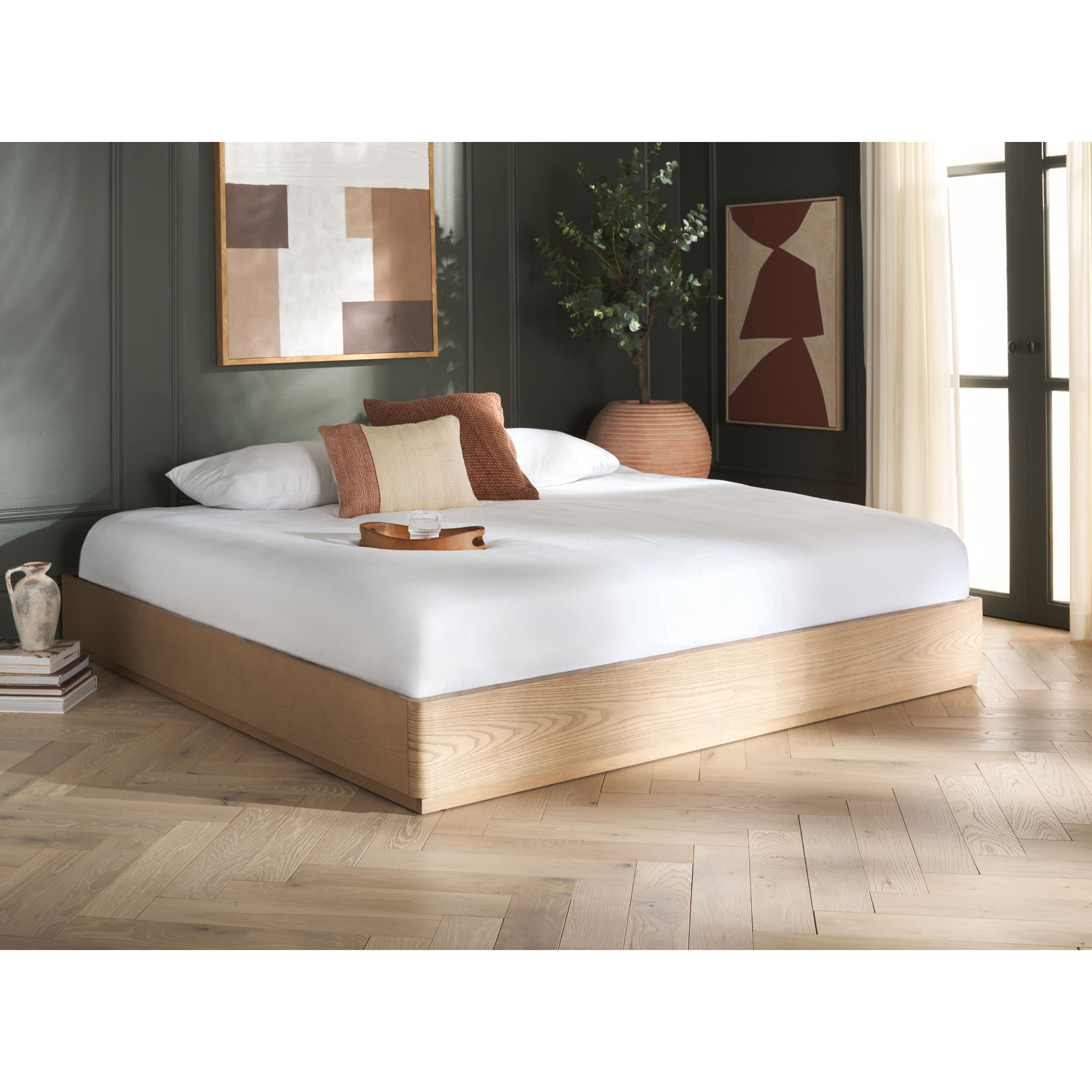 Arland Decarla Wood Bed Frame, Natural, Queen