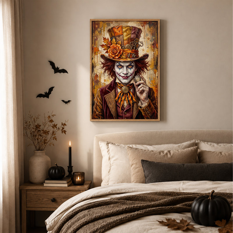 «Mad Hatter» avec art et toile orange, H 36 po x l 24 po