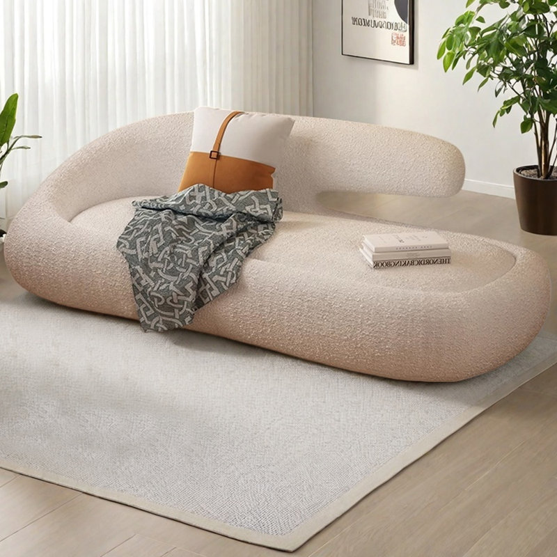 Chaise en molleton granulé clair de luxe léger, Orienté à gauche (vu de face), Beige