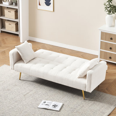 Lit 71,7 pouces en molleton, deux coussins luxueux pour le confort et table basse faite de confort, structure solide
