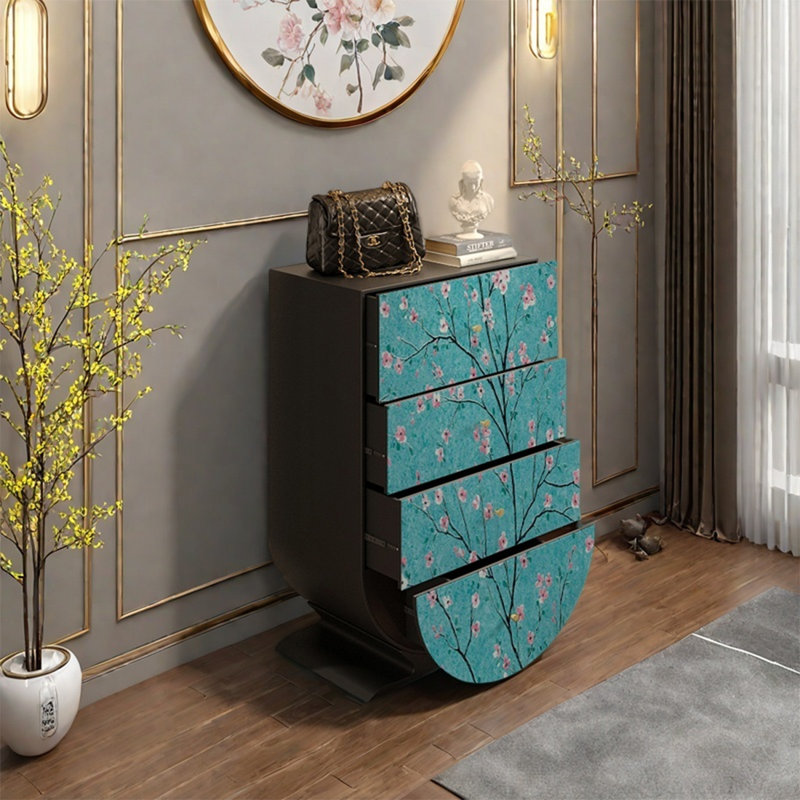 Spacious Walnut Storage Cabinet with 4 Drawers